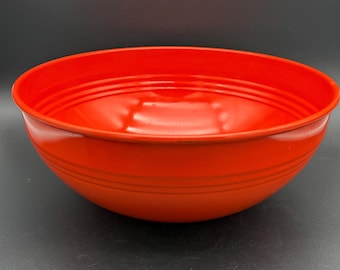 Vintage Metal Popcorn Large Red Bowl Fiesta Ware / Fiestaware Go - along