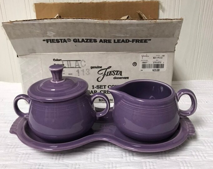 Fiesta Lilac Purple 4 Piece Cream and Sugar Tray Set NEW IN BOX