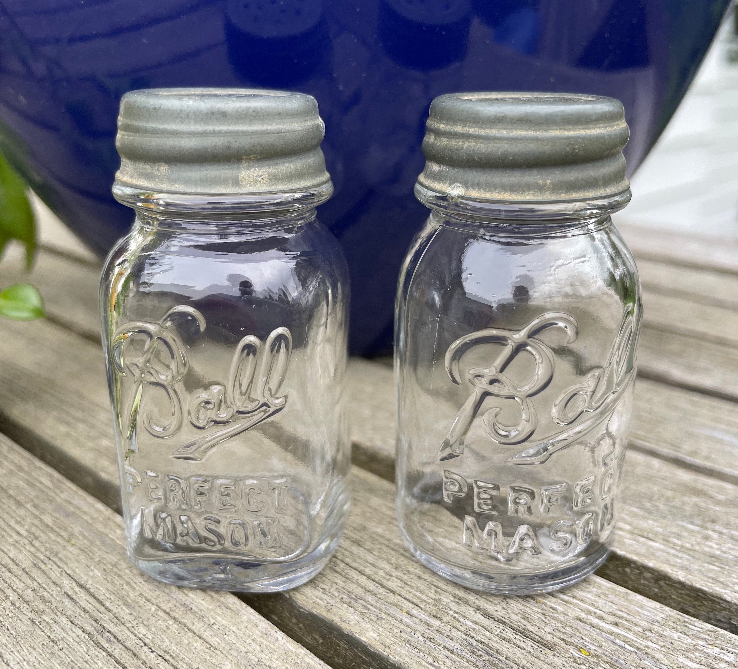 Vintage Ball Mason Jar Salt and Pepper Set Zinc Lids (b - Etsy