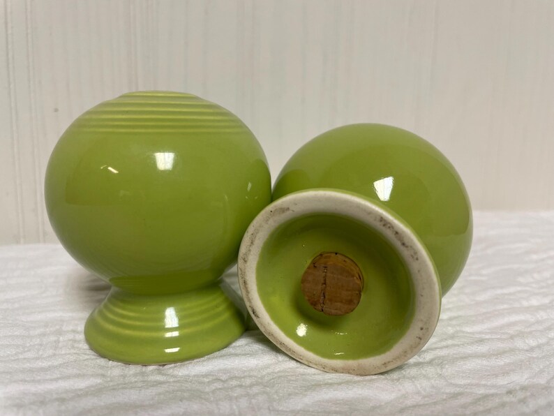 Vintage Fiestaware Chartreuse Green salt and pepper shaker set Fiesta Ware 1950’s color