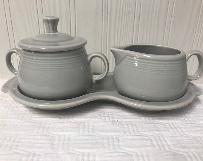 Fiesta Pearl Gray 4 Piece Cream and Sugar Tray Set NEW Etsy