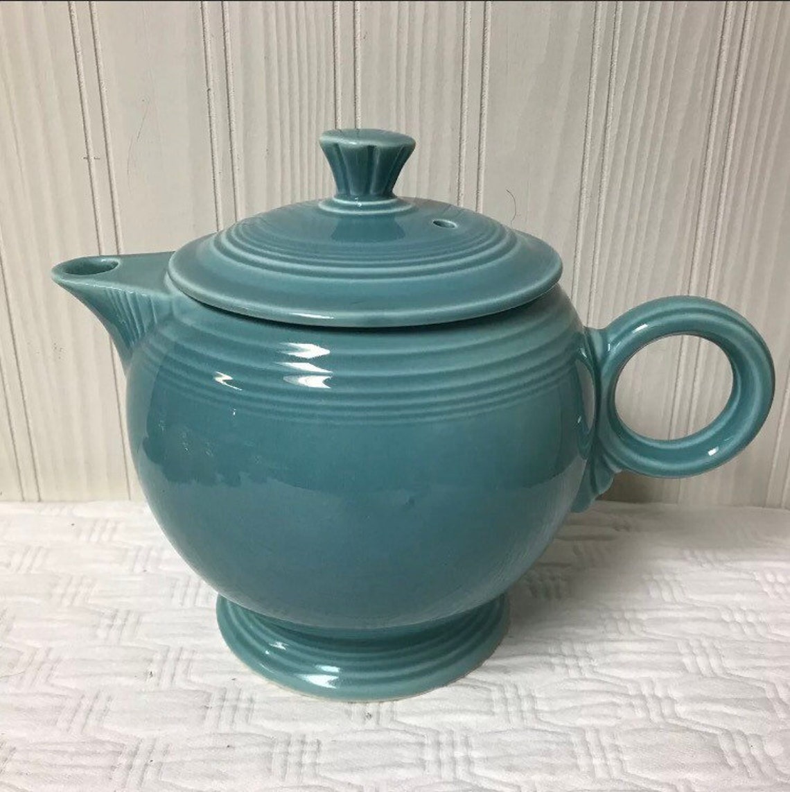 Vintage Fiesta Old Turquoise Blue large Teapot Tea pot Etsy