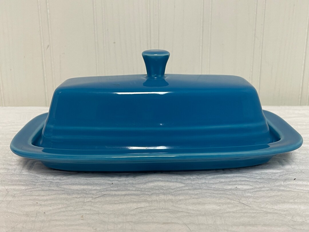 Fiesta Peacock Blue Butter Dish Fiestaware Retired Shape & Color Post