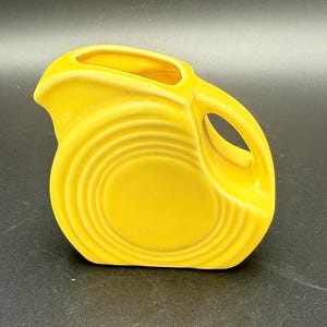 Fiesta ware Sunflower Yellow mini disk pitcher or creamer Fiestaware miniature disc post 1986