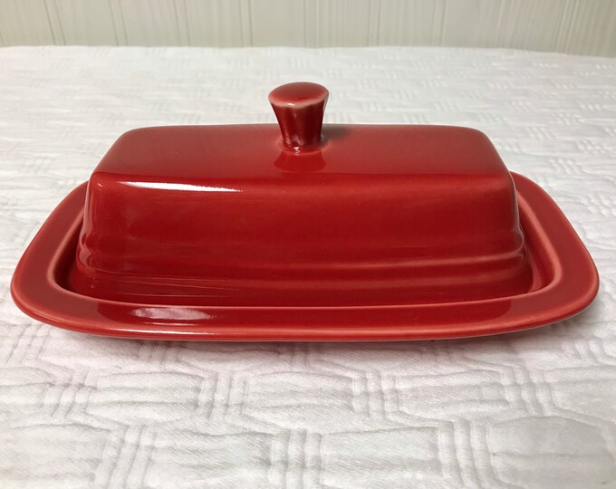 Retired Fiesta Scarlet Red Small Butter Dish With Cover Fiestaware P86