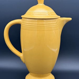 Vintage Fiesta Ware Coffee Server pot Pitcher ice lip Original Yellow Fiestaware old antique