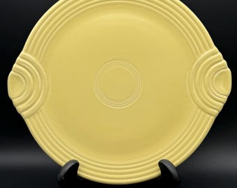 Fiestaware Light Yellow Tab handled cake plate serving platter Retired Fiesta Ware post 1986