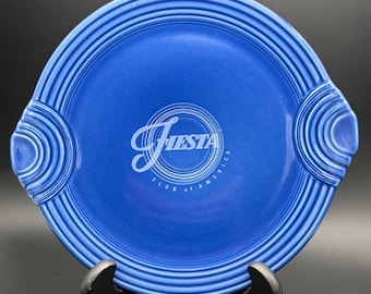 Fiestaware Sapphire Blue Tab handled cake plate serving platter Retired Fiesta Ware post 1986 Fiesta Collectors Club of America
