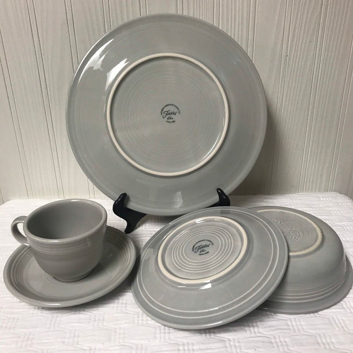 Fiesta retired Pearl Gray 5 piece place setting Fiestaware Etsy