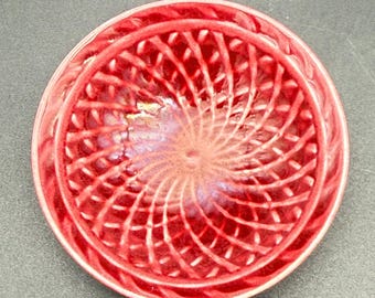 Vintage Harlequin Maroon Basketweave Nut dish / miniature bowl Homer Laughlin Fiesta Family