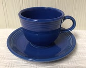Fiesta Sapphire Blue tea cup and saucer set Fiestaware 1996
