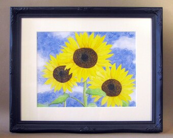 Sunflower Giclee Print with Black Frame