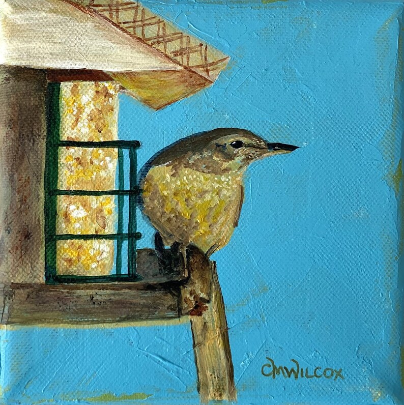 Bird Painting on 6x6 Canvas image 1