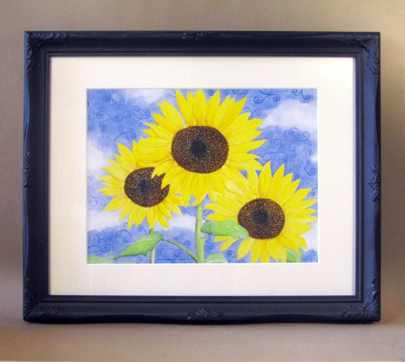 Sunflower Giclee Print with Black Frame image 1