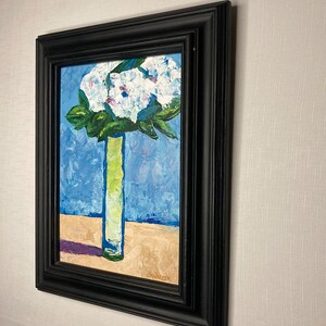White Flowers Painting on Canvas. Framed. Signed by the Artist. zdjęcie 3