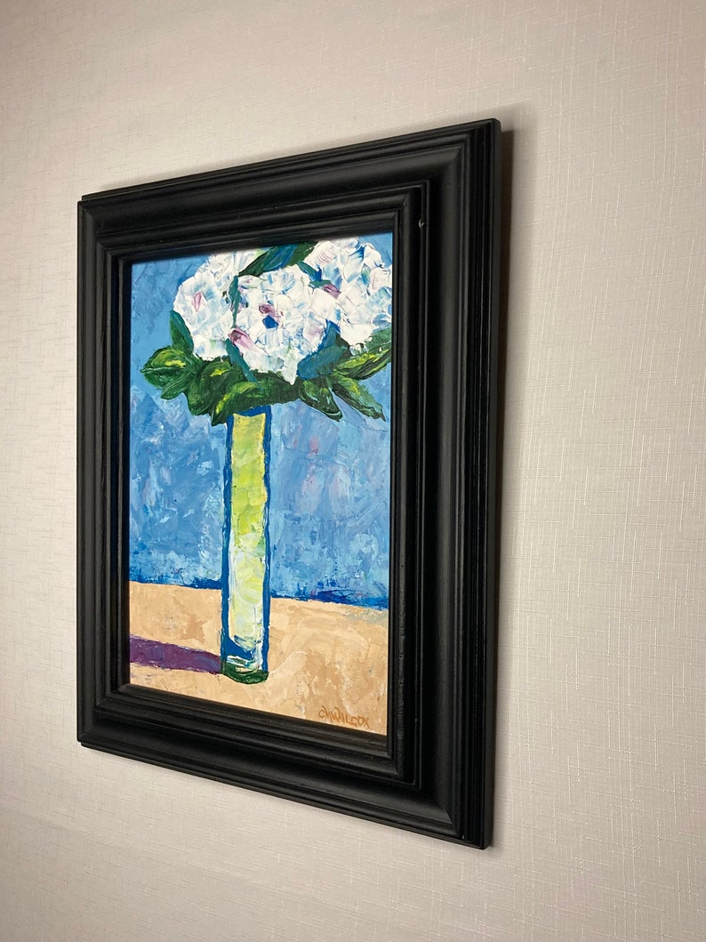 White Flowers Painting on Canvas. Framed. Signed by the Artist. zdjęcie 3