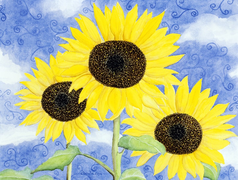 Sunflower Giclee Print with Black Frame image 2