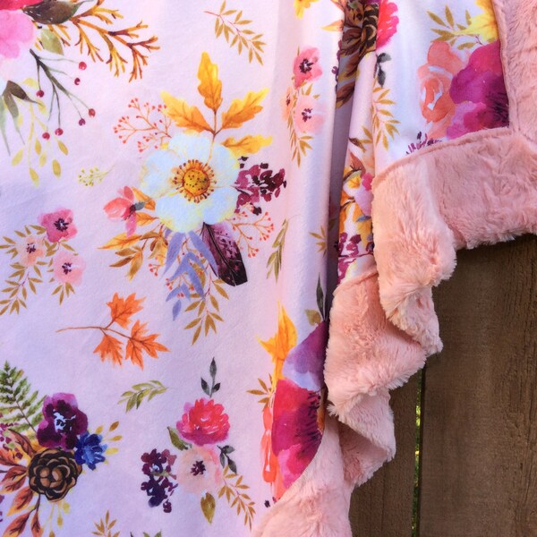 Sugar + Maple Wallpaper Floral Minky Blanket