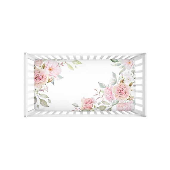 Crib Sheet Sophia Floral Blush And Rosegold Floral Crib Etsy