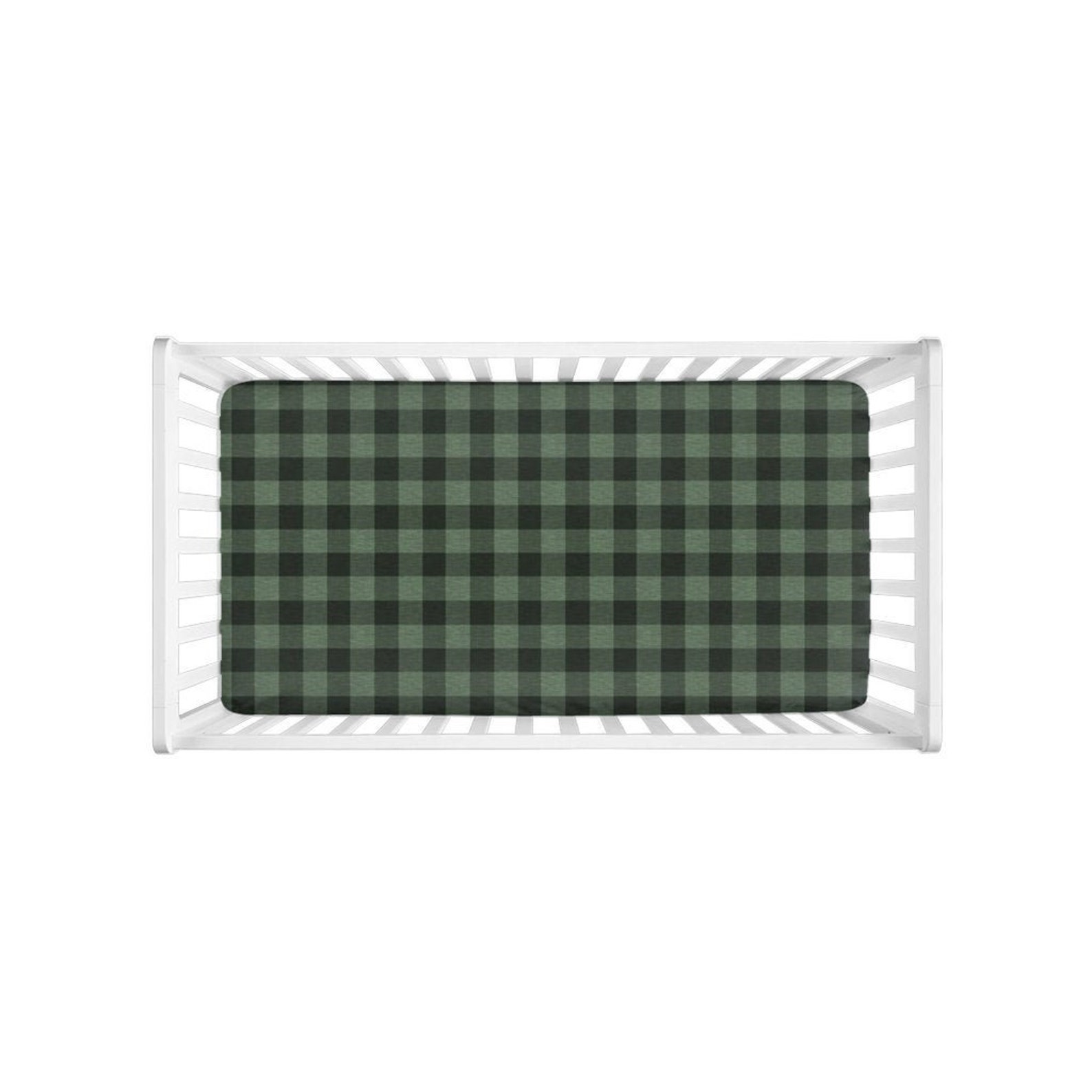 Crib Sheet Buffalo Plaid In Green And Black Check Etsy