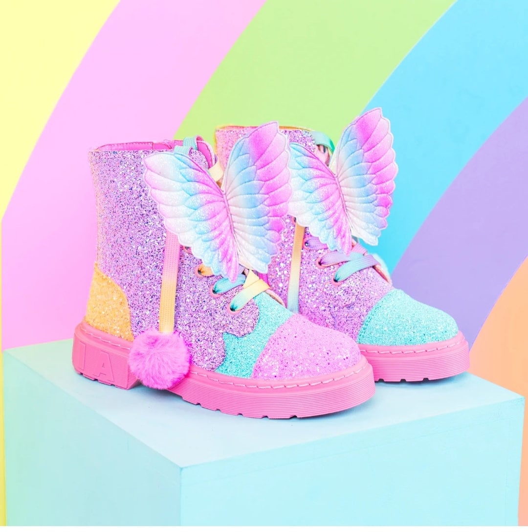 Pink butterfly boots hotsell