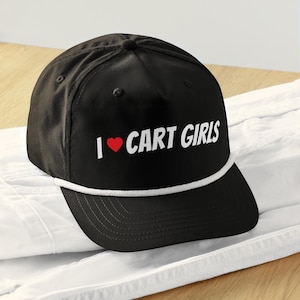I Heart Cart Girls Rope Golf Hat – Funny Golf Cap | Vintage Rope Style | Bachelor Party Gift | Golf Tournament Swag | Golf Lovers Gift