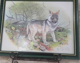 GLEN LOATES Signerad Limited Edition "Vargvalp" Tryck-167/250