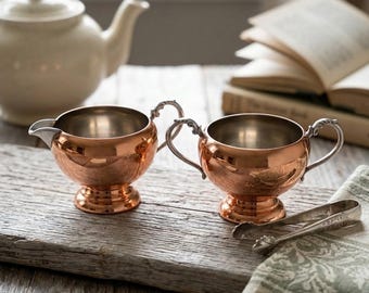 Vintage FLEMISH COPPER B.M.M. Cream and Sugar Set, Canada