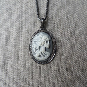 Skull Cameo Silver Necklace