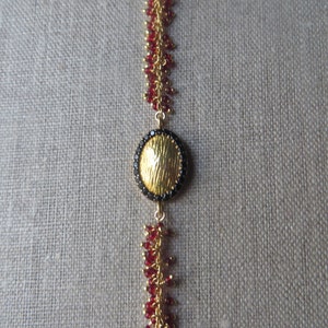 Garnet and Black Spinel Fringe Bracelet