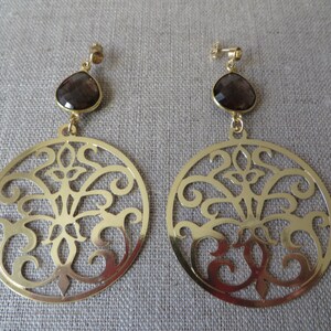 Citrine & Smoky Quartz Gold Earrings