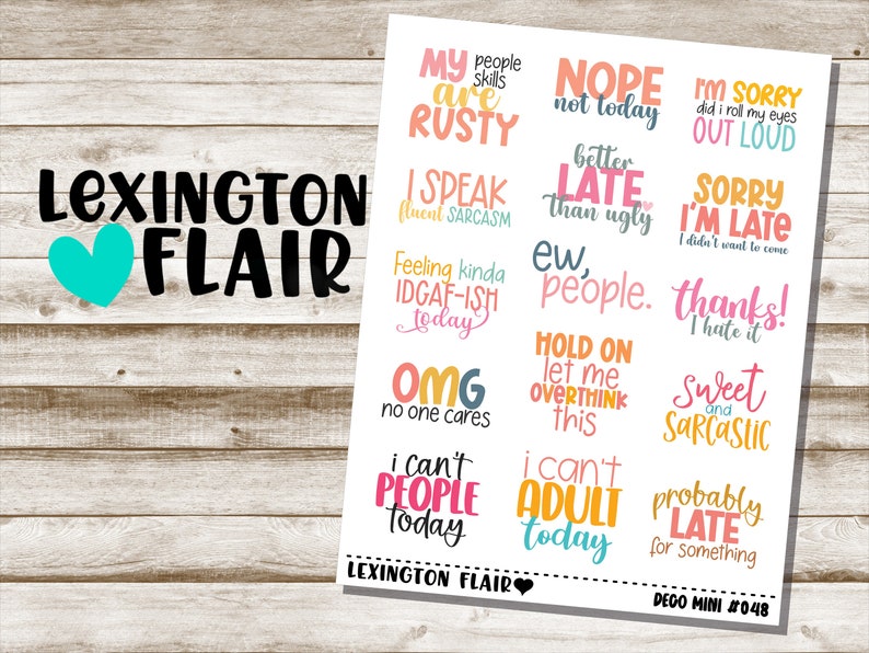 Deco Mini - #048 - Sarcastic Quotes - Planner Stickers 画像 1