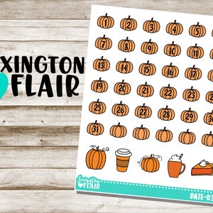 Date - Calendar Numbers - Pumpkins - Date-03 - Planner Stickers