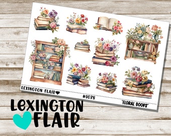 Decorative Stickers - #1078 - Floral Books - Planner Stickers