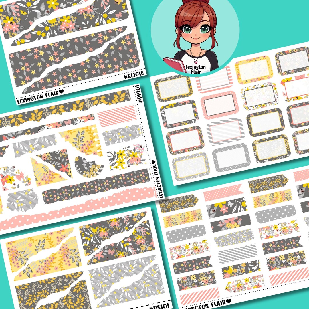 Ripped Paper - Floral Spring Boho Colors Deco Stickers for Planners ...