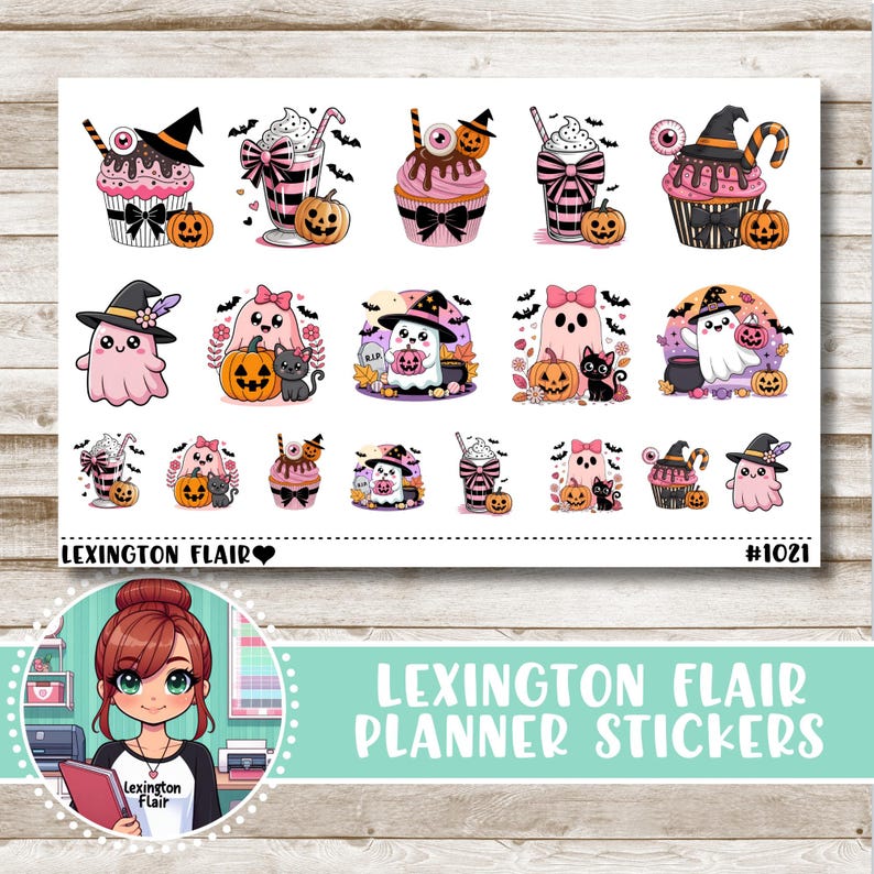 Decorative Stickers - #1021 - Pink Cute Halloween Stickers - Planner ...