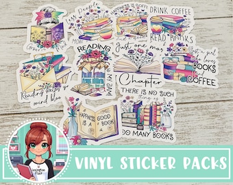 Vinyl Sticker Pack - #VSP101 - Set of 10 - Book Lover Quotes - planner stickers - deco stickers - Decorative Stickers