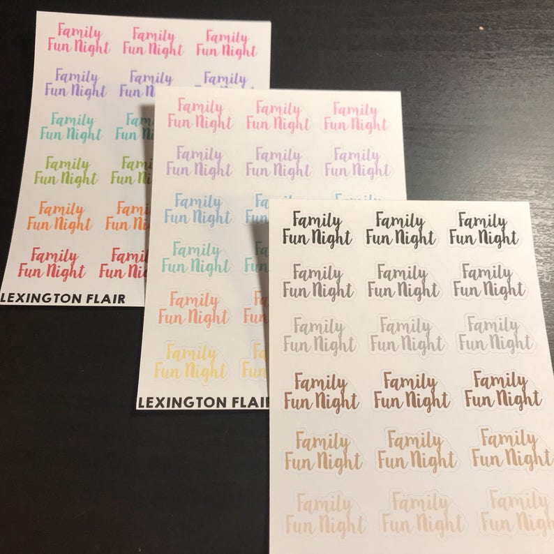 happy planner and more 18 Family Fun Night Planner Stickers for eclp Set