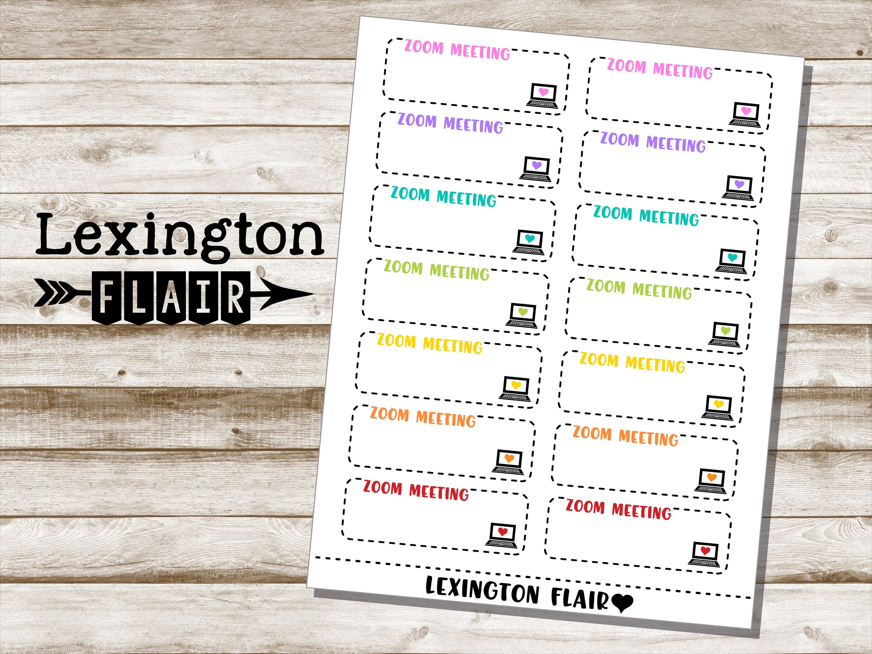 Zoom Meeting OR Class Labels - Dash Outline - Quarter Sized - Planner…