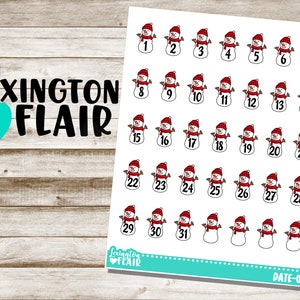 Date - Calendar Numbers - Snowman - Date-06 - Planner Stickers