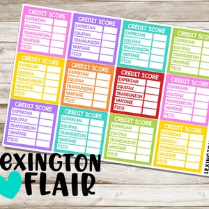 Monthly Credit Score Tracker Planner Stickers