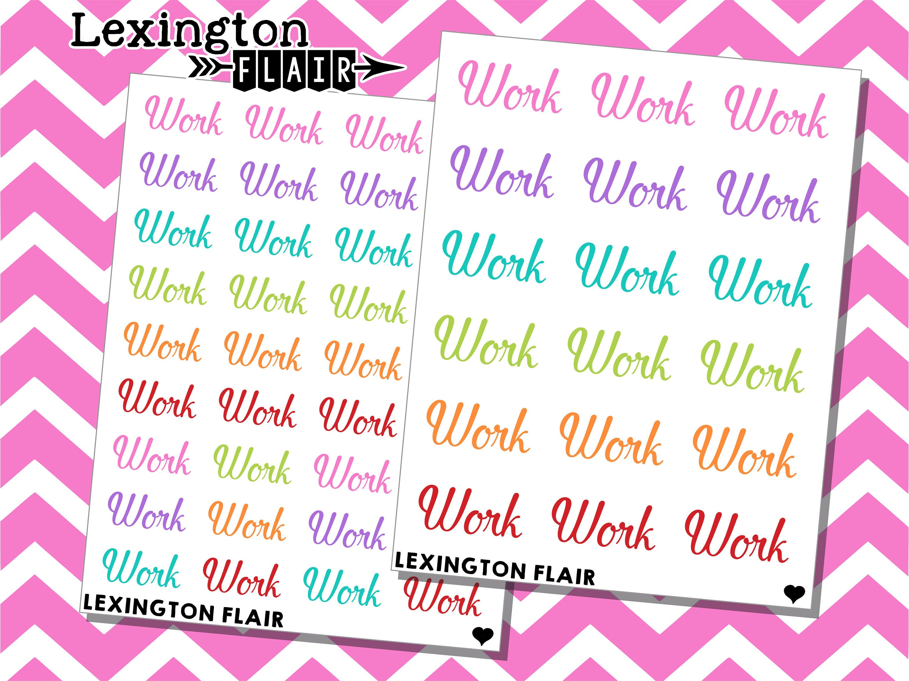Work Cursive Wording Two Sizes Available Planner Stickers | Etsy