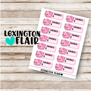 Piggy Bank Savings Tracking Sticker - Quarter Sized - Planner Stickers