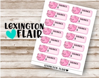 Piggy Bank Savings Tracking Sticker - Quarter Sized - Planner Stickers