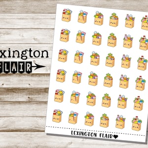 Kawaii Mini Grocery Bags - Several Designs and wording - Planner Stickers
