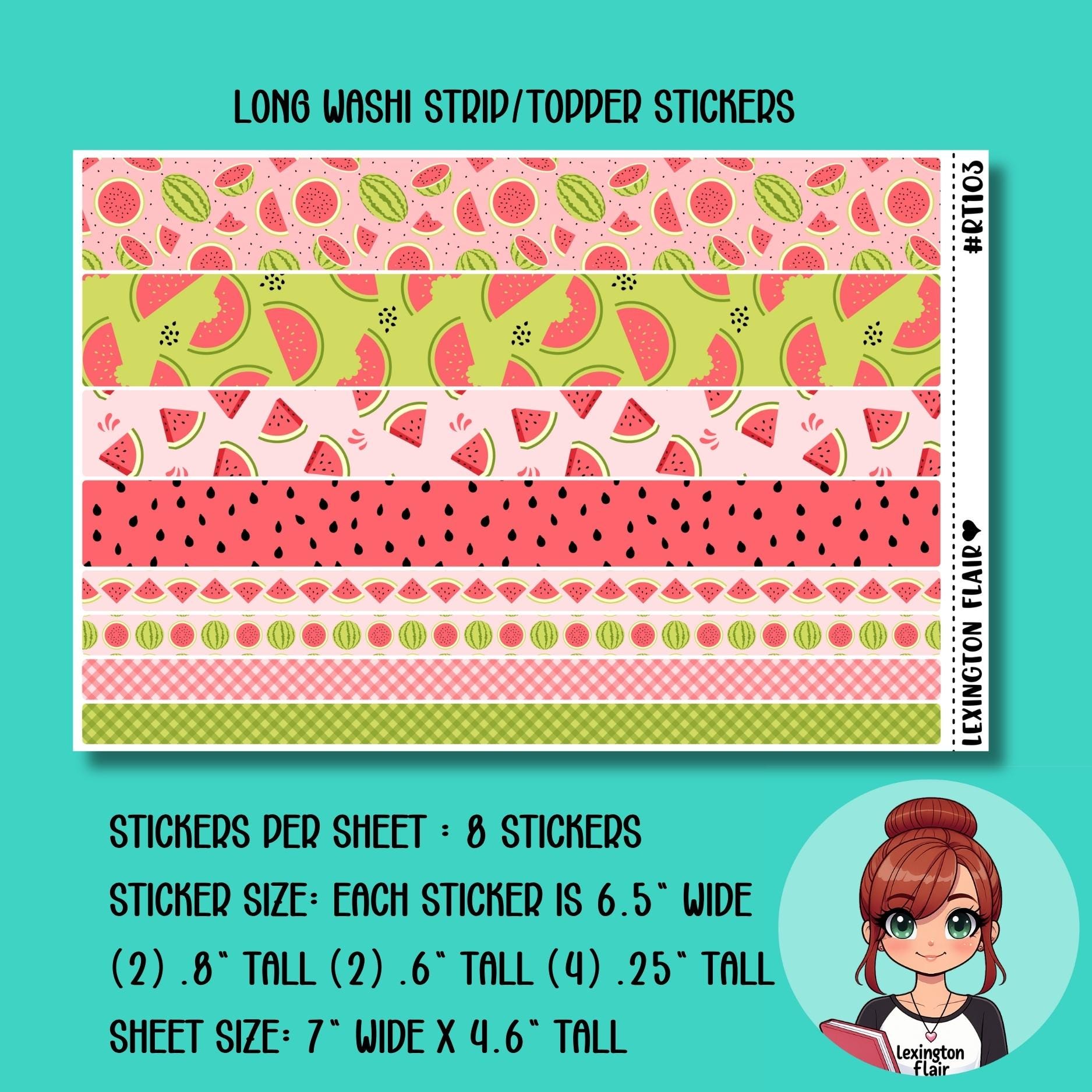 Ripped Paper -pink and Green Watermelon - Deco Stickers for Planners ...