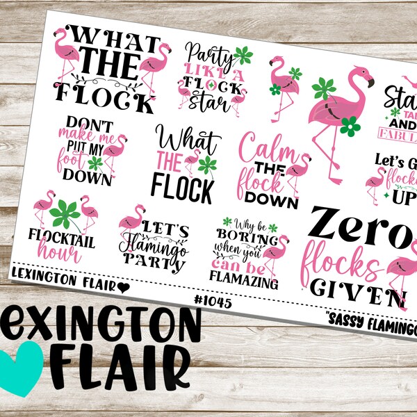 Decorative Stickers - #1045 - Sassy Flamingo - Planner Stickers