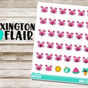 Date - Calendar Numbers - Pink Crab - Date-12 - Planner Stickers
