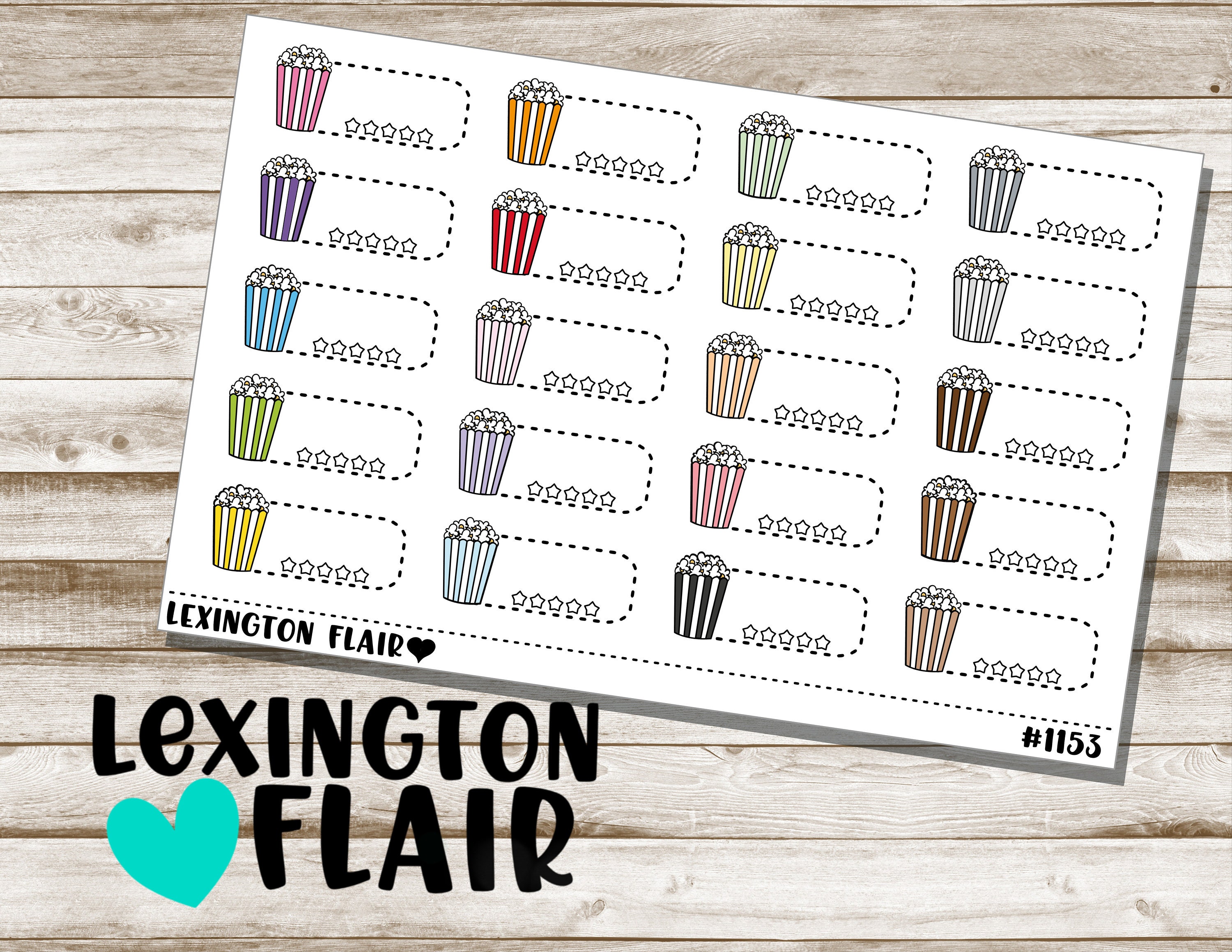 Movie Review Tracker - Popcorn Icon - Movie Night - Planner Stickers - Etsy