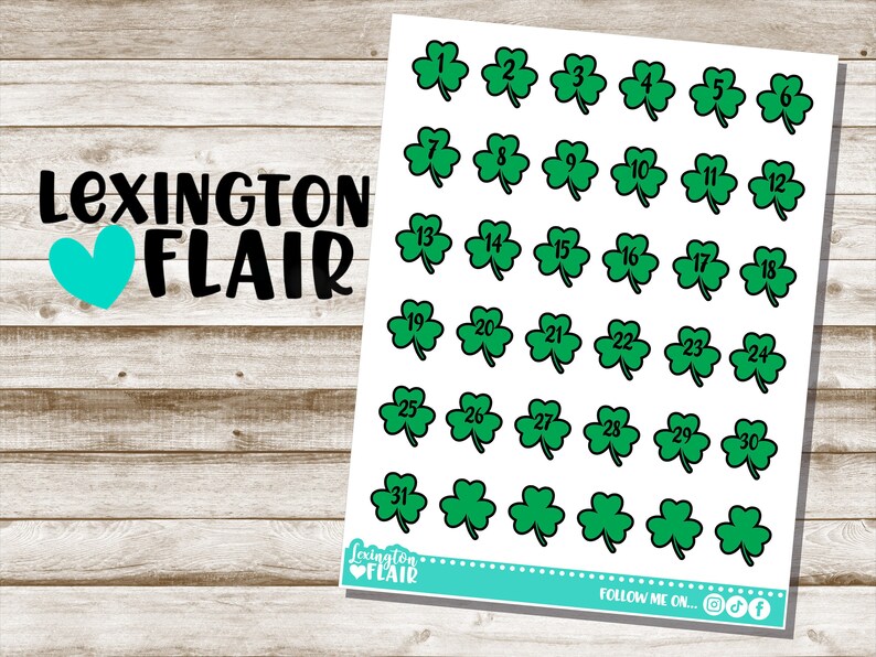 Shamrock St Patricks Day Date Calendar Numbers Etsy